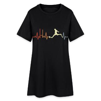 ECG de la ligne cardiaque d’un joueur de rugby - Robe T-shirt Femme - noir - Devant