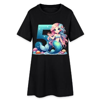 5 Year Old Mermaid Sweet Birthday Gift - Women’s T-Shirt Dress - black - Front