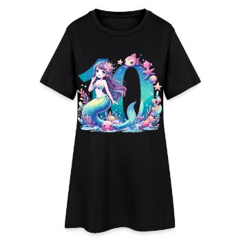 10 ans sirène doux cadeau d’anniversaire - Robe T-shirt Femme - noir - Devant