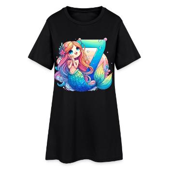 7 ans sirène doux cadeau d’anniversaire - Robe T-shirt Femme - noir - Devant