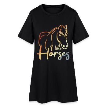 I Like Horses - Frauen T-Shirt-Kleid - Schwarz - Vorne