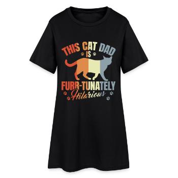 Papa chat - Robe T-shirt Femme - noir - Devant