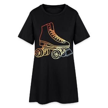 Rollschuhe Skizze - Frauen T-Shirt-Kleid - Schwarz - Vorne
