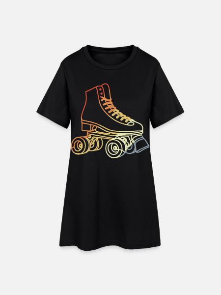 Rollschuhe Skizze - Frauen T-Shirt-Kleid - Schwarz