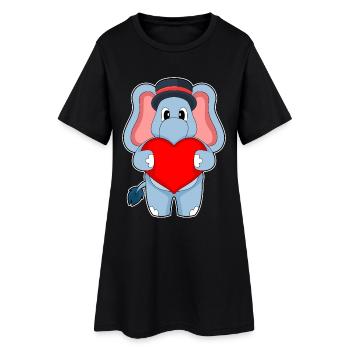 Elefant Bräutigam Herz Hochzeit - Frauen T-Shirt-Kleid - Schwarz - Vorne