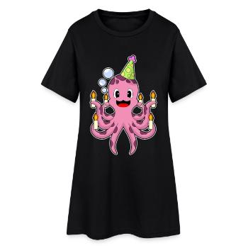 Bougies d’anniversaire Octopus - Robe T-shirt Femme - noir - Devant