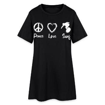 Paix Amour Surf - Robe T-shirt Femme - noir - Devant
