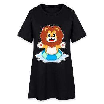 Été de nage dans le cercle de nage du lion - Robe T-shirt Femme - noir - Devant