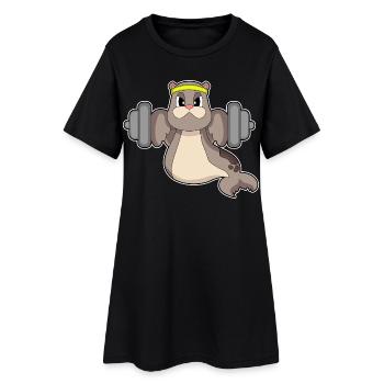Seal Bodybuilder Barbell Bodybuilding - Robe T-shirt Femme - noir - Devant