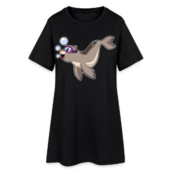 Seal Diver Lunettes de natation Plongée - Robe T-shirt Femme - noir - Devant