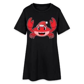 Krabbe Weihnachten Weihnachtsmütze - Frauen T-Shirt-Kleid - Schwarz - Vorne