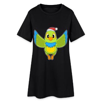 Parrot Christmas Santa Hat - Women’s T-Shirt Dress - black - Front