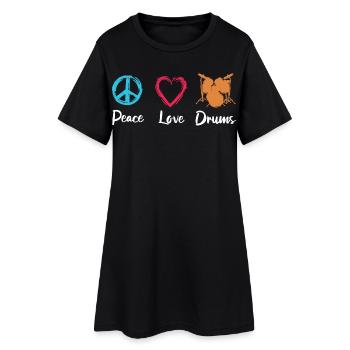 Peace Love Drums - Women’s T-Shirt Dress - black - Front
