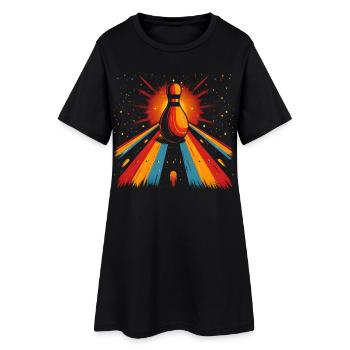 Bowling Dessin Vintage - Robe T-shirt Femme - noir - Devant