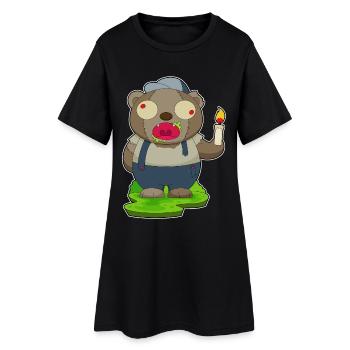 Bär Halloween Zombie - Frauen T-Shirt-Kleid - Schwarz - Vorne