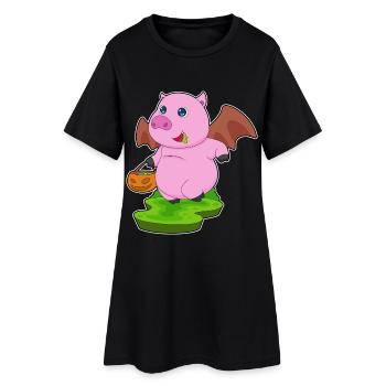 Cochon Halloween Bat - Robe T-shirt Femme - noir - Devant