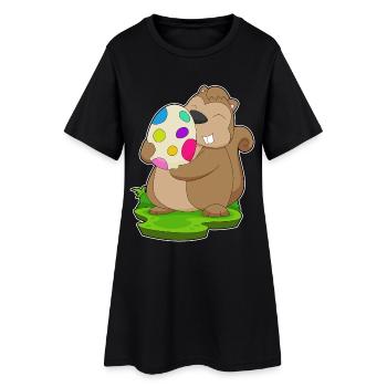 Squirrel Easter Easter Egg - Women’s T-Shirt Dress - black - Front