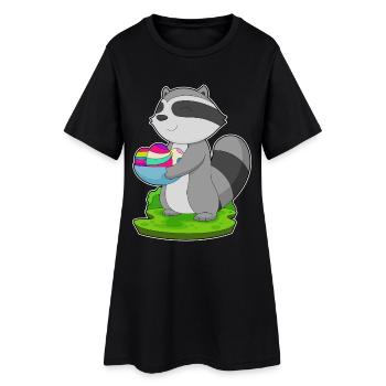 Waschbär Ostern Ostereier - Frauen T-Shirt-Kleid - Schwarz - Vorne