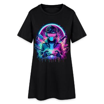 Cyber contrôleur néon - Puissance de jeu rétro - Robe T-shirt Femme - noir - Devant