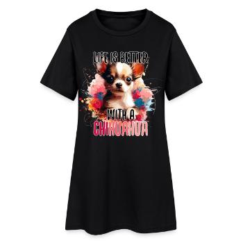Chihuahua chiot mignon vie chien cadeau - Robe T-shirt Femme - noir - Devant