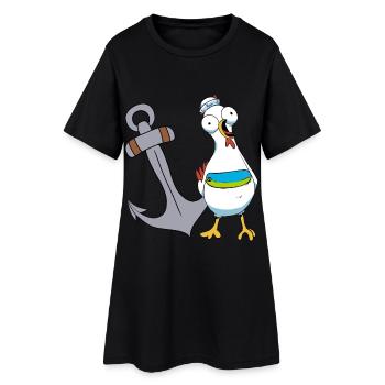 Poulet Marin Marin Ancre Maritime Ahoy Voyage - Robe T-shirt Femme - noir - Devant