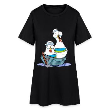 Poulet Marin Marin Ancre Maritime Ahoy Voyage - Robe T-shirt Femme - noir - Devant
