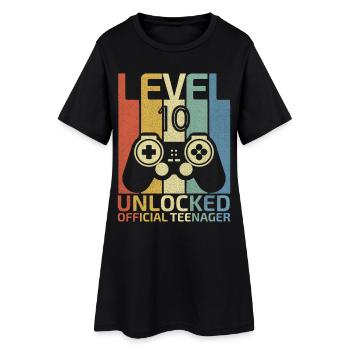 Level 10 Freigeschaltet offizieller Teenager - Frauen T-Shirt-Kleid - Schwarz - Vorne