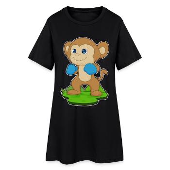 Affe Boxer Boxhandschuhe Boxen - Frauen T-Shirt-Kleid - Schwarz - Vorne