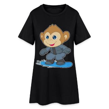 Affe Snowboarder Snowboard - Frauen T-Shirt-Kleid - Schwarz - Vorne
