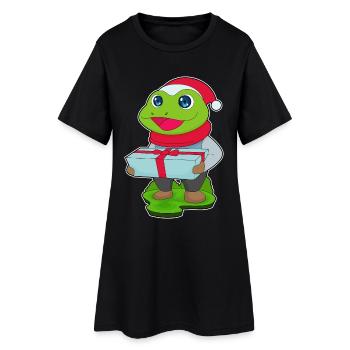 Forfait de Noël grenouille - Robe T-shirt Femme - noir - Devant