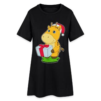 Forfait Noël girafe - Robe T-shirt Femme - noir - Devant