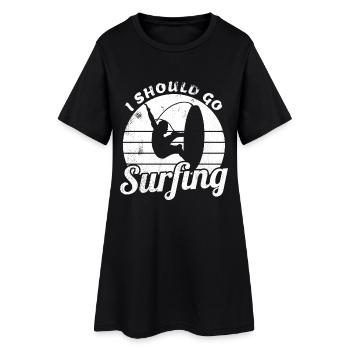 Je devrais aller surfer - Robe T-shirt Femme - noir - Devant