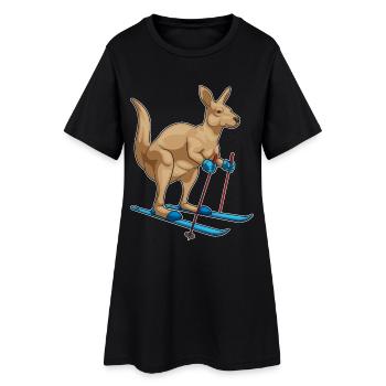 Kangaroo Skier Skiing Winter Sports - Women’s T-Shirt Dress - black - Front