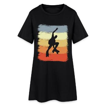 Patineur de patin à roulettes Vintage - Robe T-shirt Femme - noir - Devant