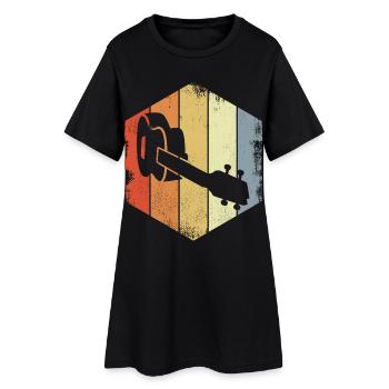 Dessin de ukulélé vintage - Robe T-shirt Femme - noir - Devant