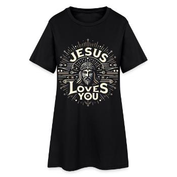 Jesus Loves You - Ray Design - Women’s T-Shirt Dress - black - Front