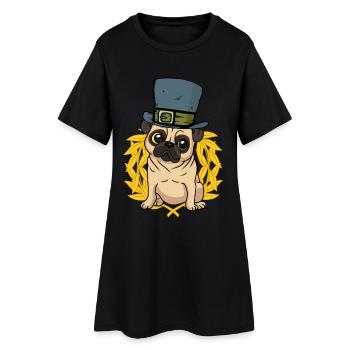 Chien Carlin chapeau Couronne de Laurier - Robe T-shirt Femme - noir - Devant