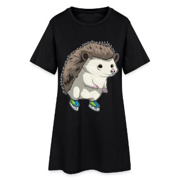 Hérisson Patinage sur glace Patins à glace - Robe T-shirt Femme - noir - Devant