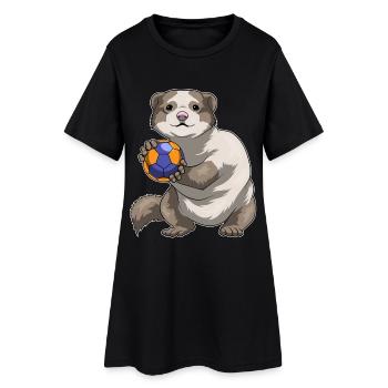 Frettchen Handballspieler Handball - Frauen T-Shirt-Kleid - Schwarz - Vorne
