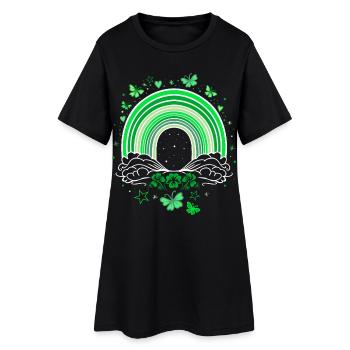 St Patrick's Day rainbow with butterflies - Women’s T-Shirt Dress - black - Front