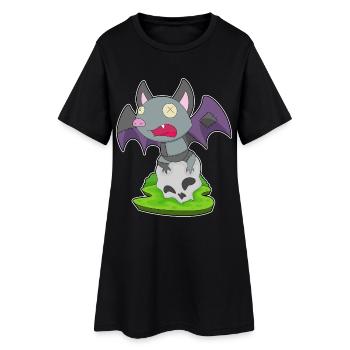 Bat Halloween Skull - Women’s T-Shirt Dress - black - Front