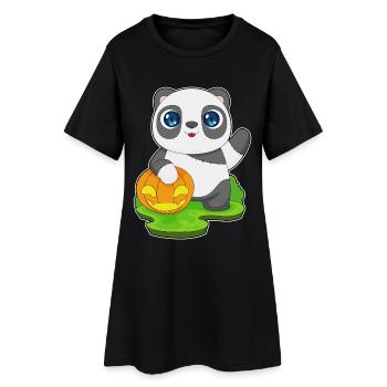 Panda Halloween Citrouille - Robe T-shirt Femme - noir - Devant