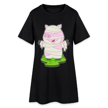 Cochon Halloween Momie - Robe T-shirt Femme - noir - Devant