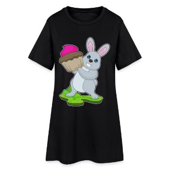 Hase Cupcake - Frauen T-Shirt-Kleid - Schwarz - Vorne