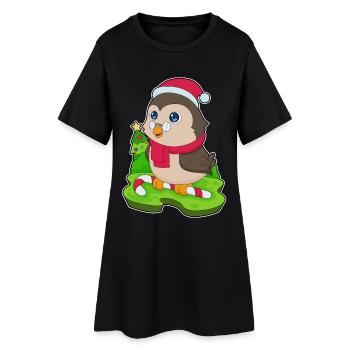 Hibou Noël Candy Cane - Robe T-shirt Femme - noir - Devant