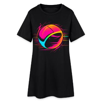Volleyball Ball Retrowave Look - Frauen T-Shirt-Kleid - Schwarz - Vorne