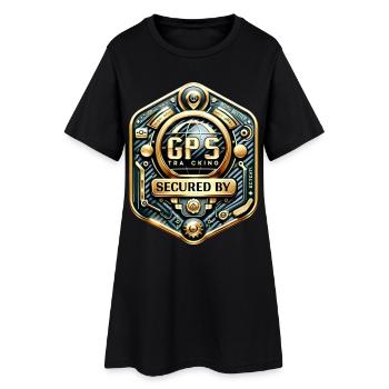 GPS Anti Diebstahl Aufkleber Carbon-Gold - Frauen T-Shirt-Kleid - Schwarz - Vorne