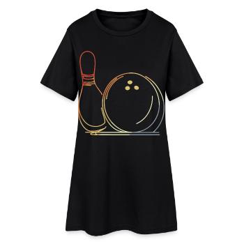 Bowlingkugel und Pin Skizze - Frauen T-Shirt-Kleid - Schwarz - Vorne