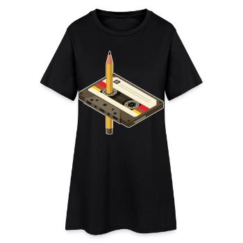 Vintage Kassette mit Bleistift-Design - Frauen T-Shirt-Kleid - Schwarz - Vorne