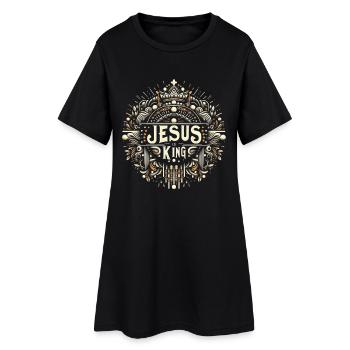 T-shirt décoratif Jésus est Roi - Robe T-shirt Femme - noir - Devant